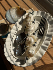 Luxury Handmade Shell Vintage Cutlery Set - One-of-a-kind Tableware Art