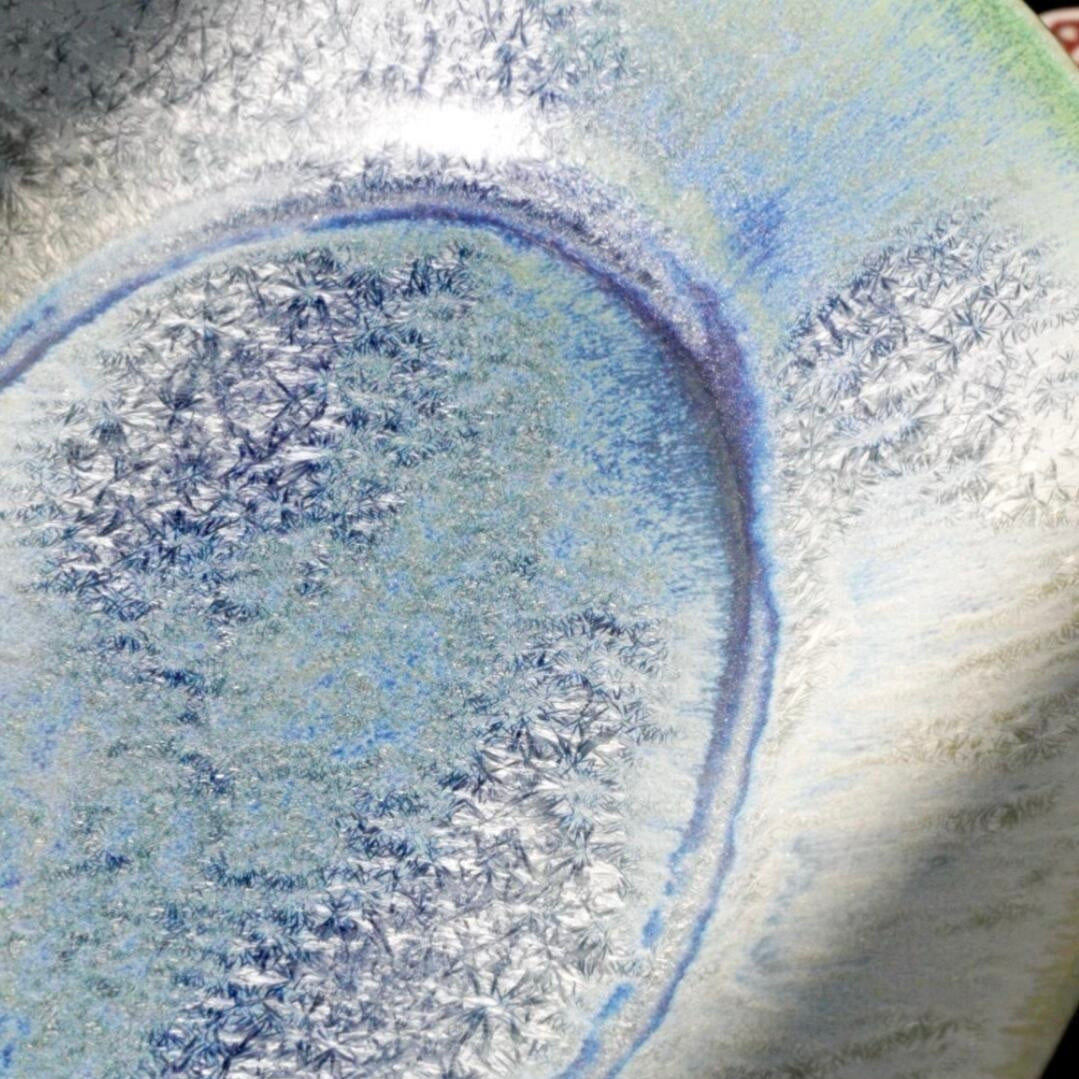 Handmade Crystalline Glaze Oval Ceramic Platter
