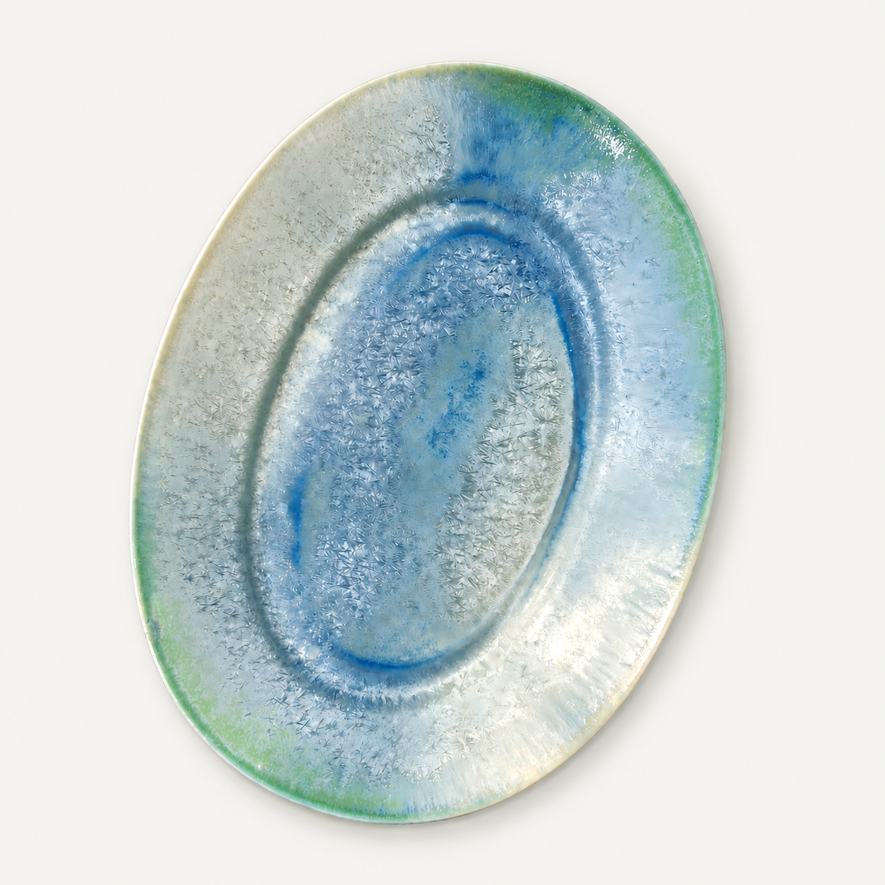 Handmade Crystalline Glaze Oval Ceramic Platter