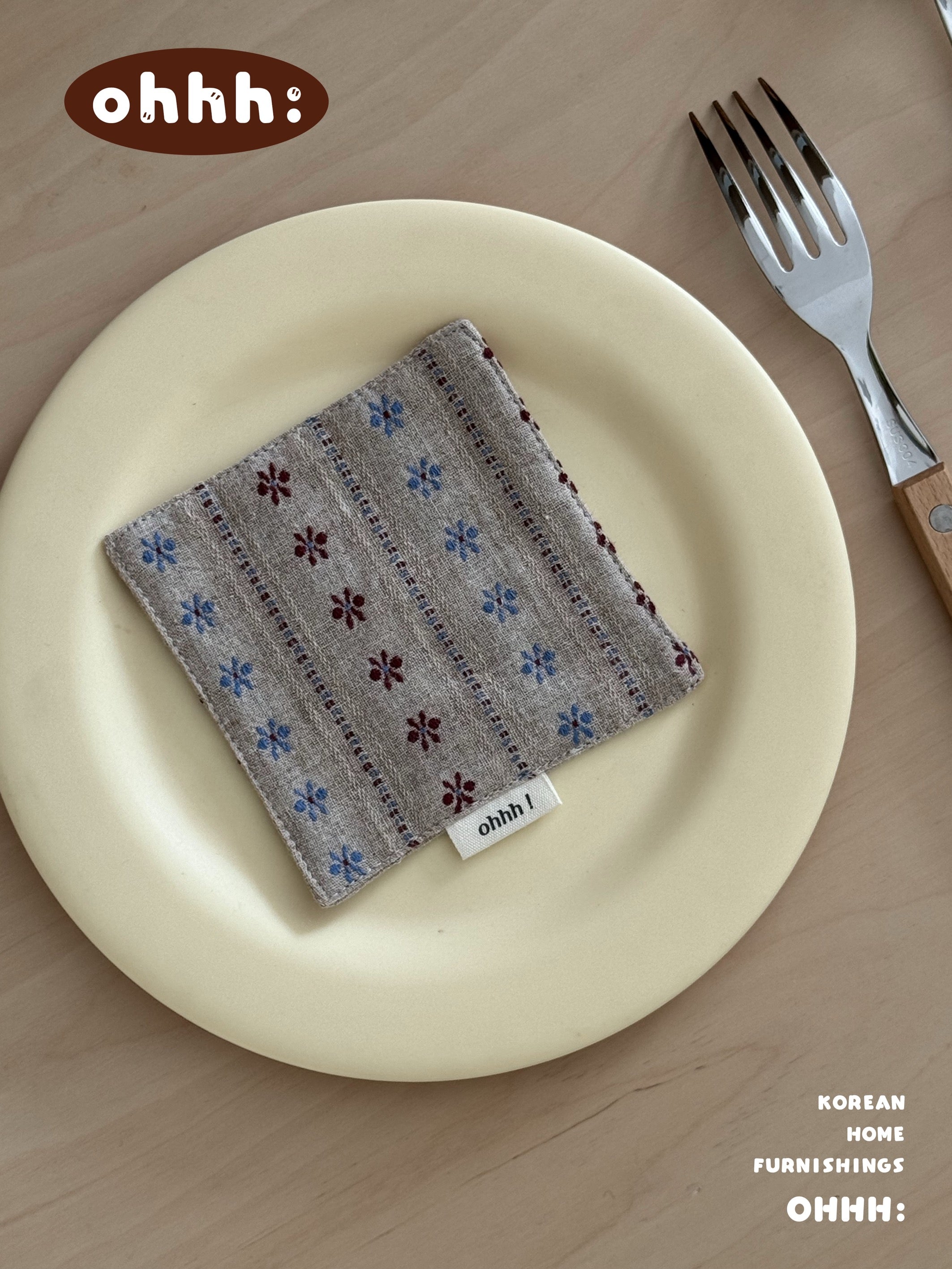 OHHH! Series - Korean Aesthetic Vintage Fabric Coaster Collection