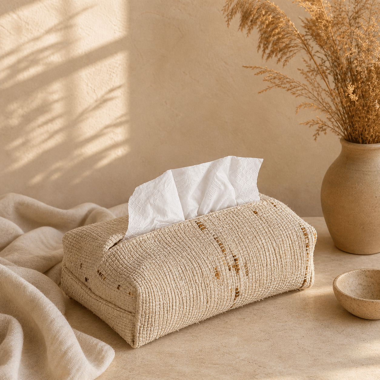 Liezhi Tissue Box Cover – One - of - a - Kind Crack - Weave Textile Decor - Planet Fix Project