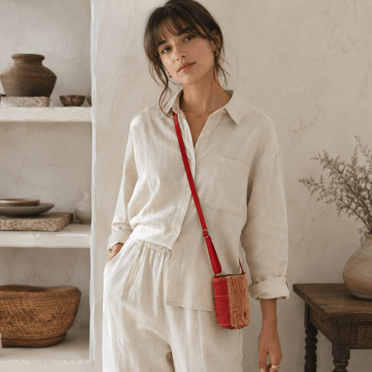 Liezhi Weave Mini Bucket Crossbody Bag — One - of - a - Kind Textile Bag - Planet Fix Project