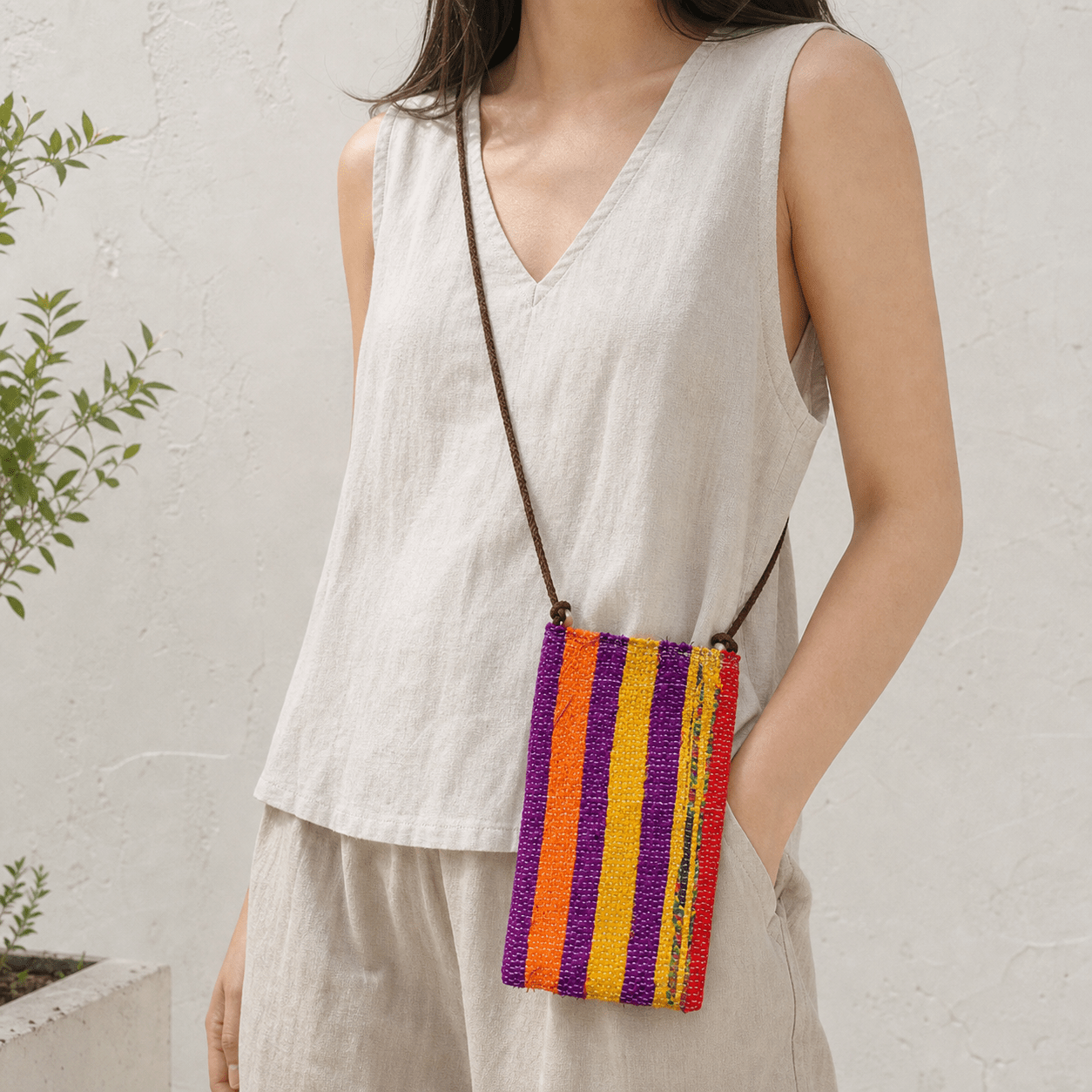Liezhi Weave Phone Crossbody Pouch — One - of - a - Kind Textile Bag - Planet Fix Project