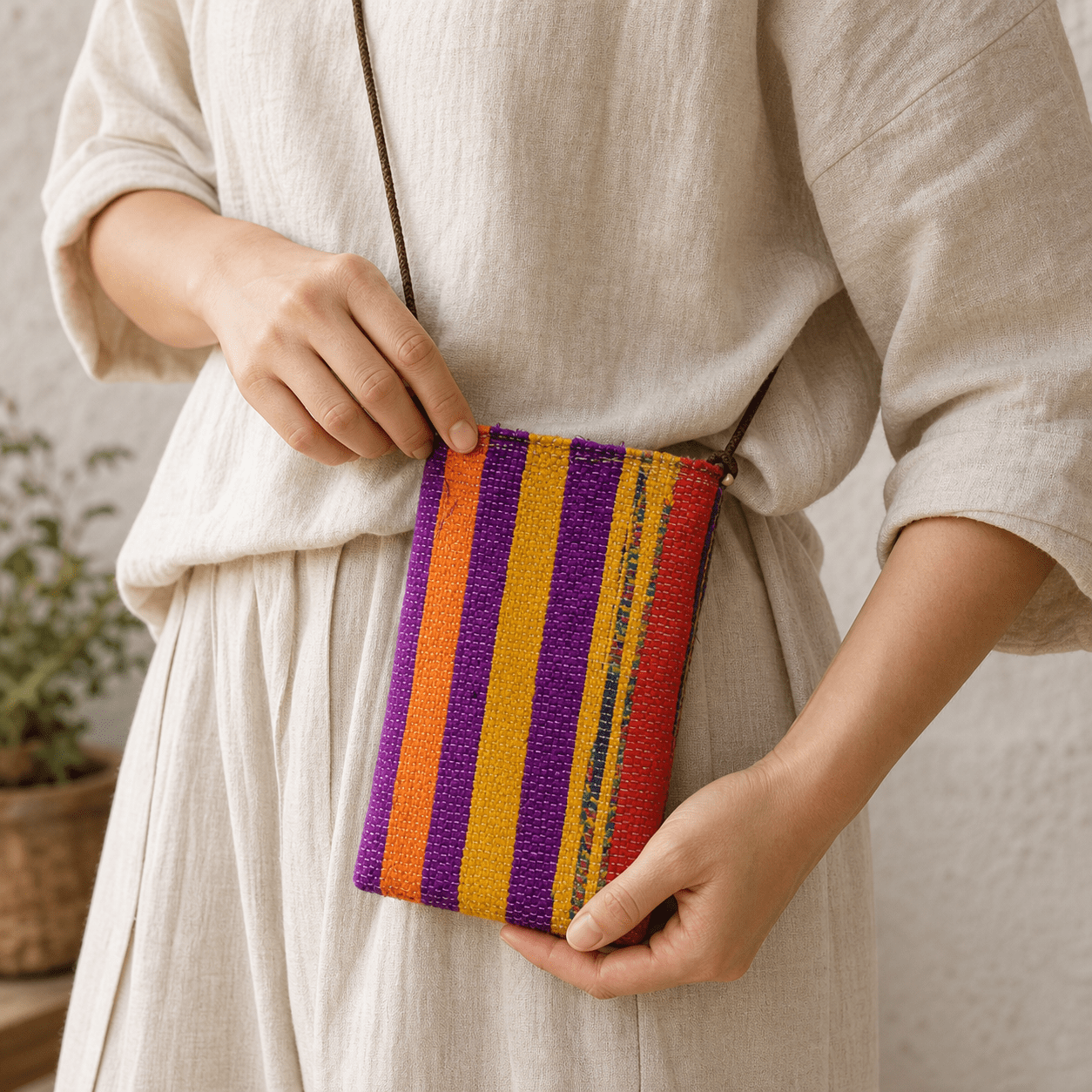 Liezhi Weave Phone Crossbody Pouch — One - of - a - Kind Textile Bag - Planet Fix Project