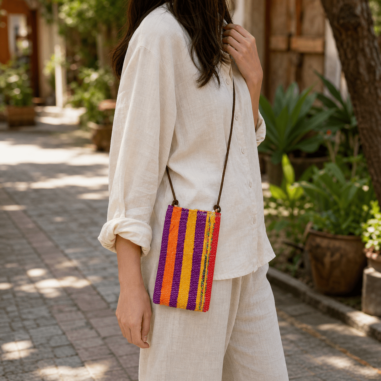 Liezhi Weave Phone Crossbody Pouch — One - of - a - Kind Textile Bag - Planet Fix Project