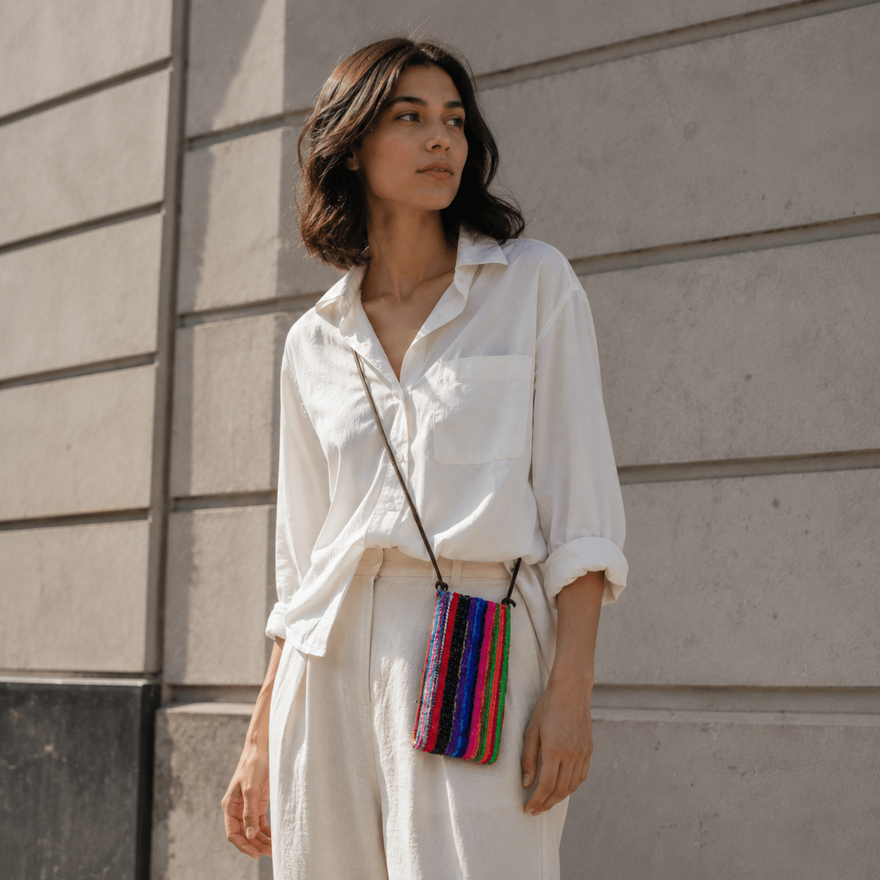 Liezhi Weave Phone Crossbody Pouch — One - of - a - Kind Textile Bag - Planet Fix Project