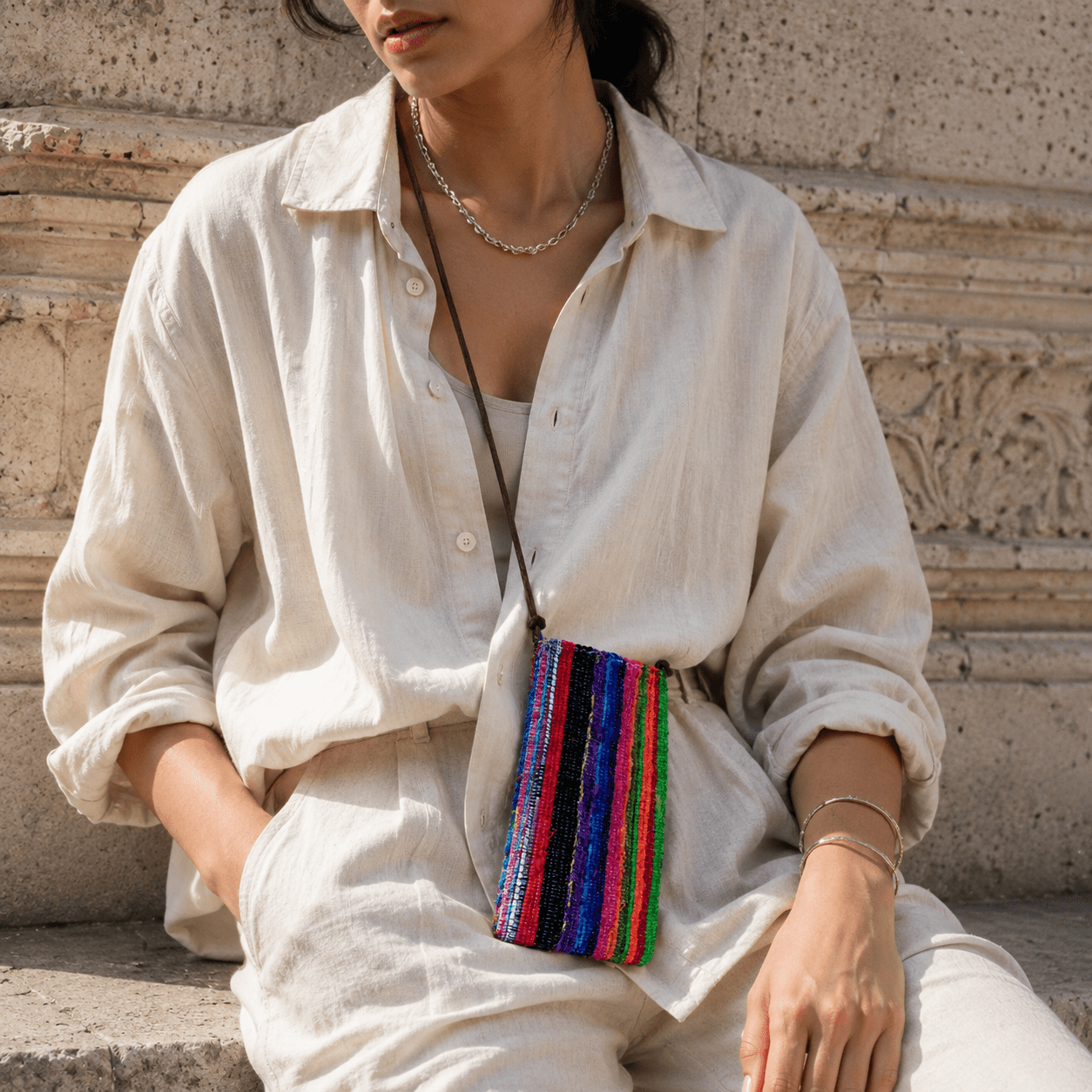 Liezhi Weave Phone Crossbody Pouch — One - of - a - Kind Textile Bag - Planet Fix Project