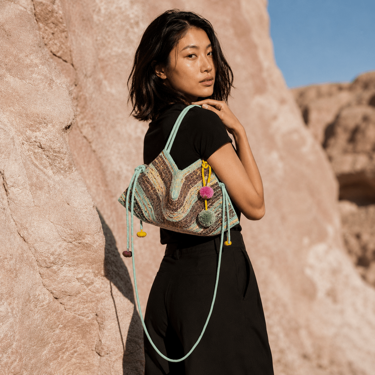 Liezhi Weave Small Triangle Shoulder Bag — One - of - a - Kind Textile Bag - Planet Fix Project