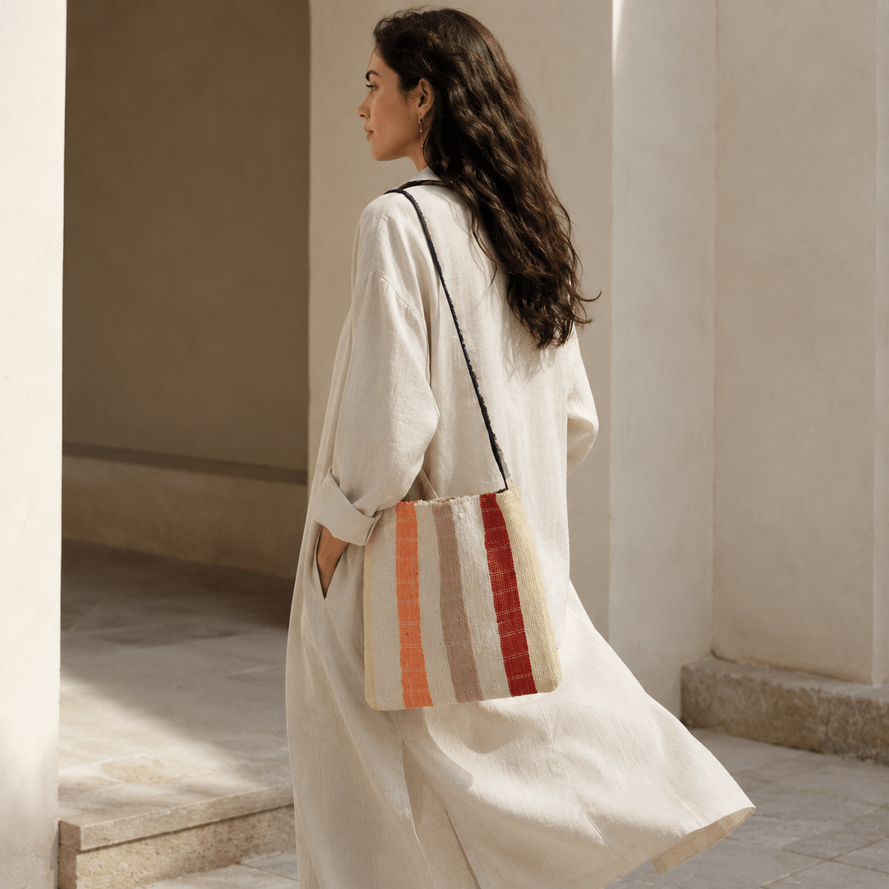 Liezhi Weave Square Shoulder Bag — One - of - a - Kind Textile Bag - Planet Fix Project