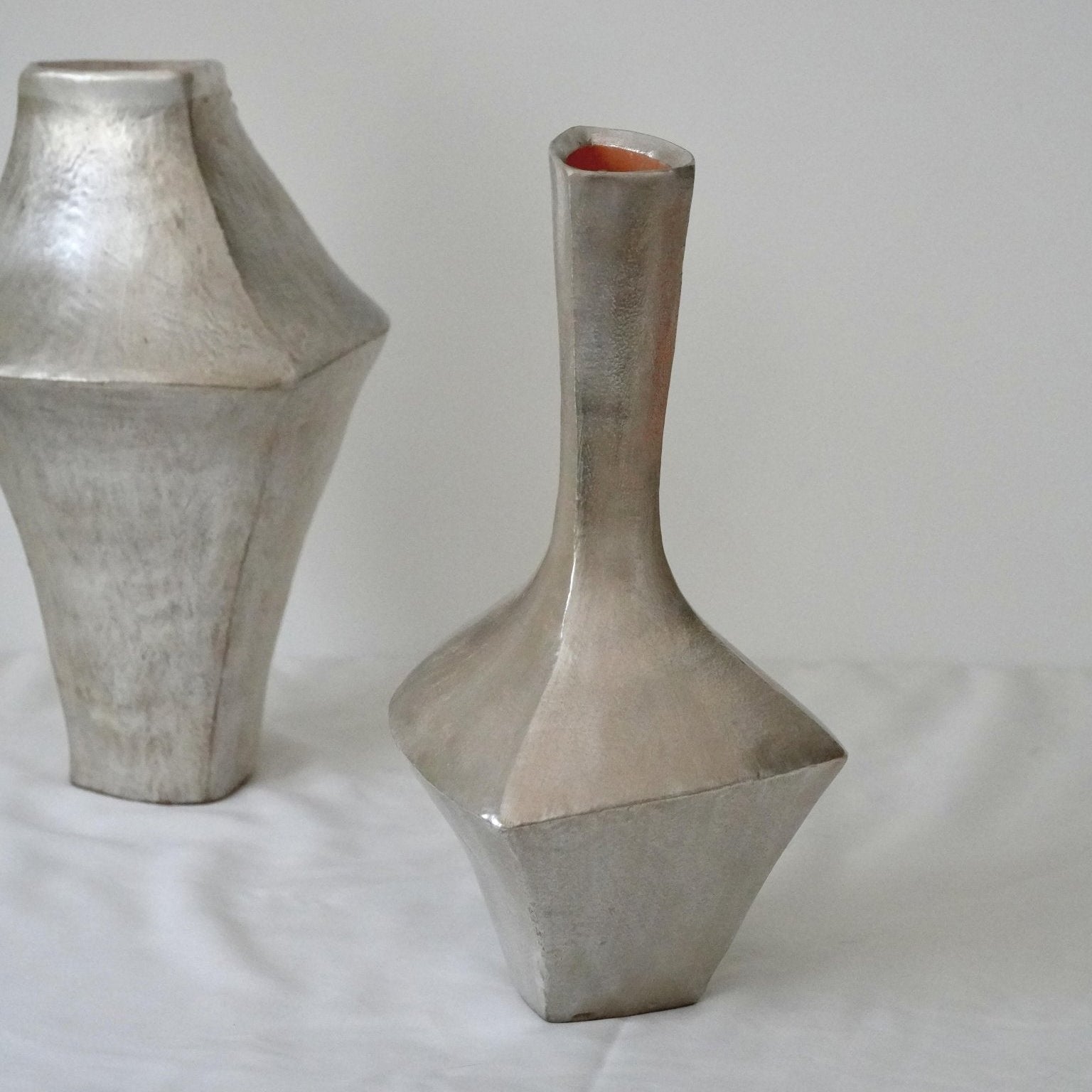 Silver Moonlight Hand - Patted Ceramic Vase by Niu Fangfang - Planet Fix Project